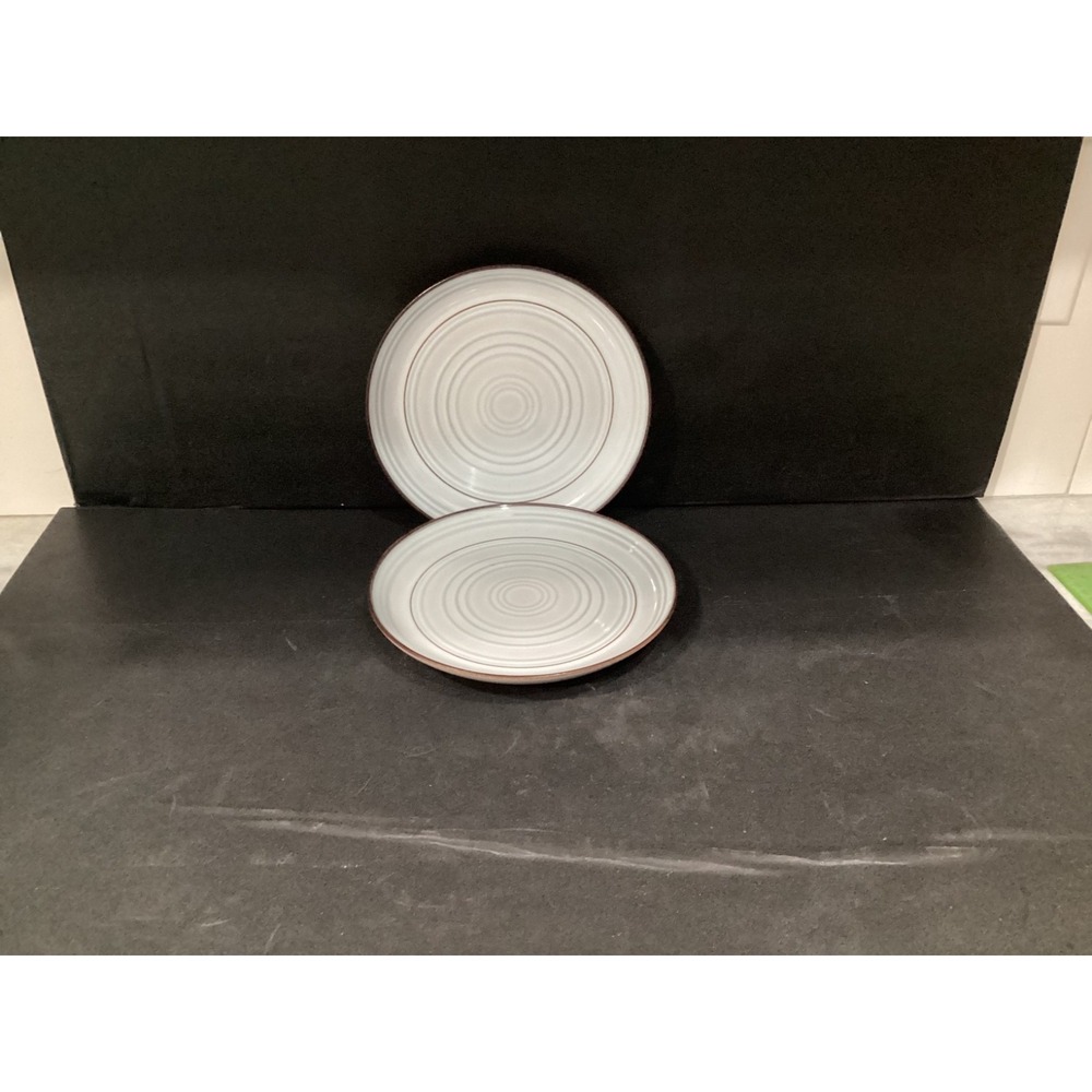 Kirkland's 8.5" Swirl Brown Rim Stoneware Plates Set of 2